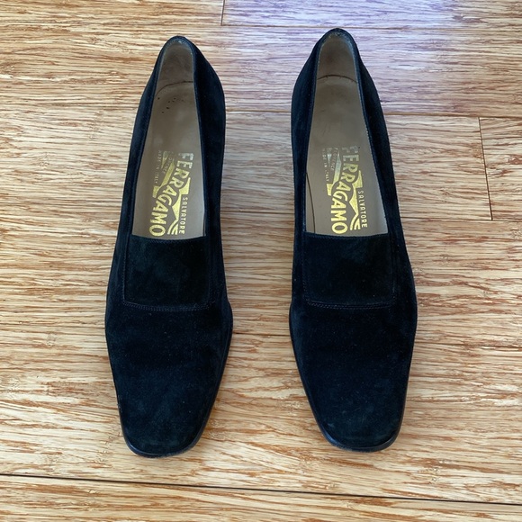 Vintage Salvatore Ferragamo Florence Made in Italy Suede Black Loafers - Picture 2 of 8